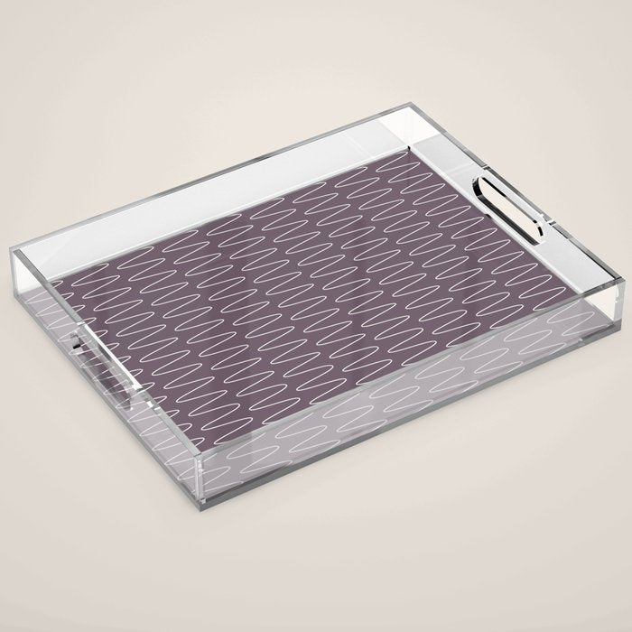 Curved Line Art in Dark Plum Acrylic Tray Gallery Image 1