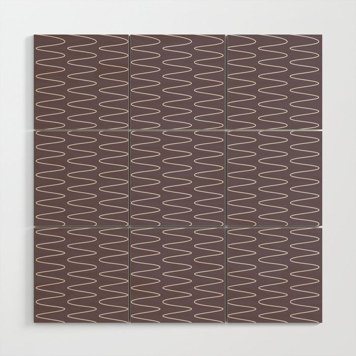 Curved Line Art in Dark Plum Wood Wall Art Gallery Image 1
