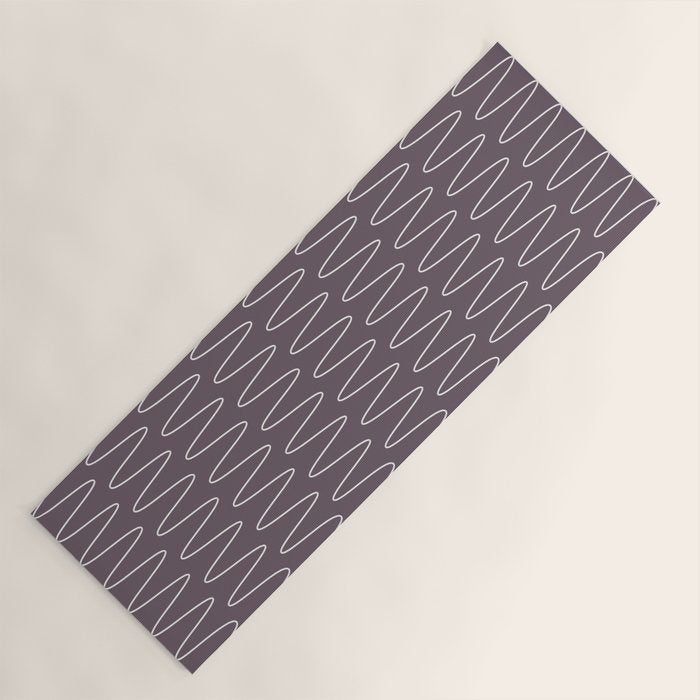 Curved Line Art in Dark Plum Yoga Mat Gallery Image 1