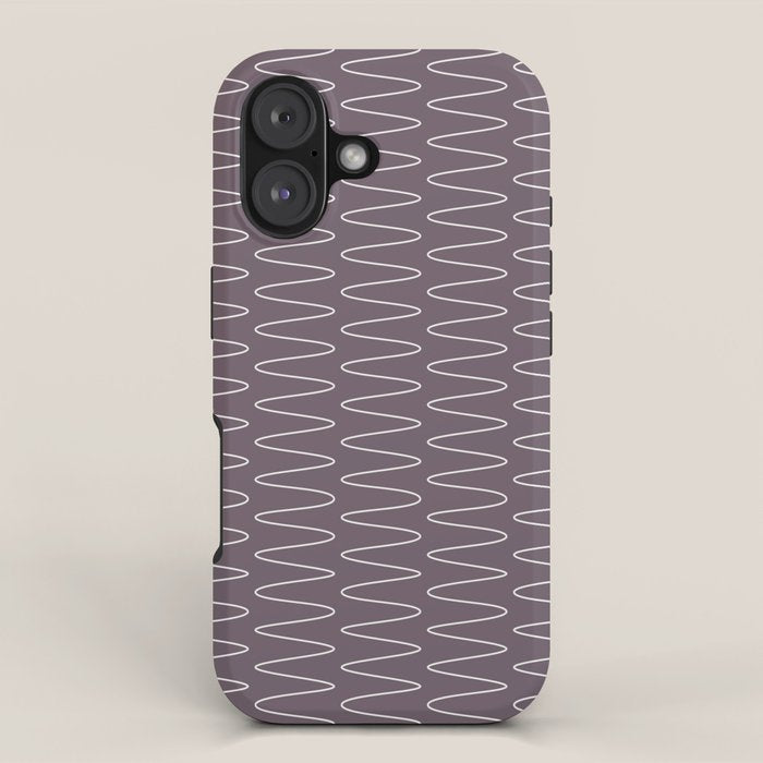 Curved Line Art in Dark Plum iPhone Case Gallery Image 1