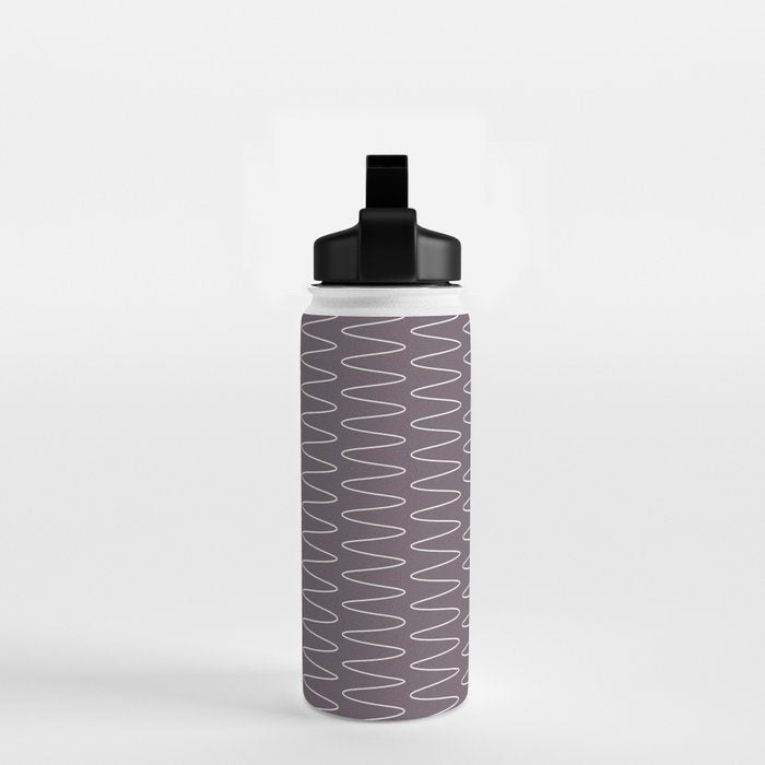 Curved Line Art in Dark Plum Water Bottle Gallery Image 2