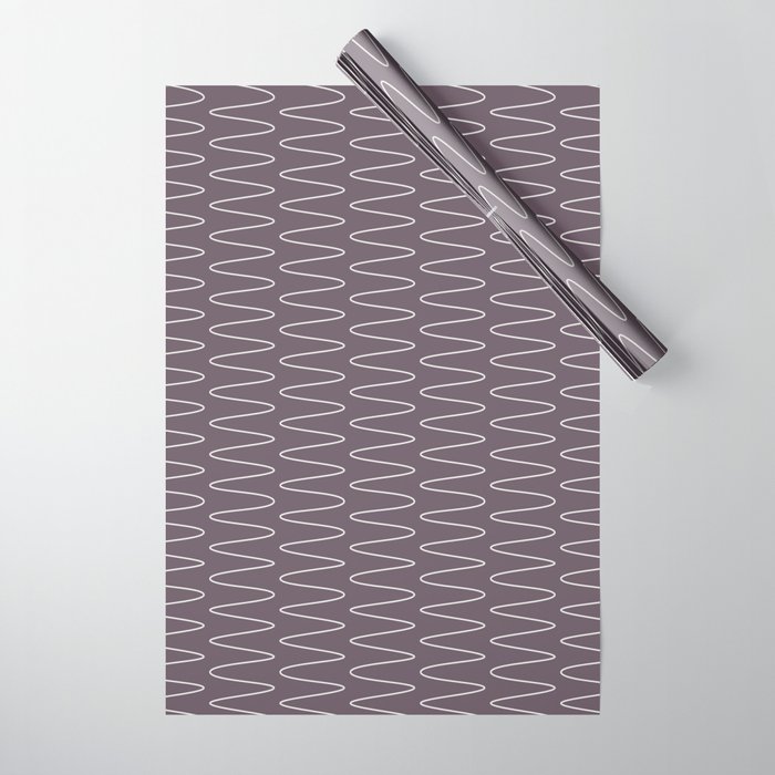 Curved Line Art in Dark Plum Wrapping Paper Gallery Image 1