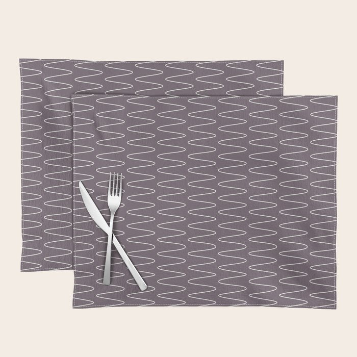 Curved Line Art in Dark Plum Placemat Gallery Image 1
