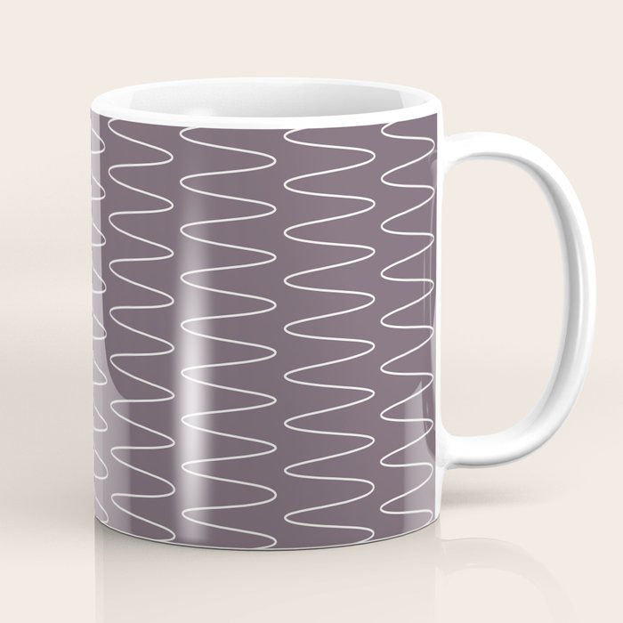 Curved Line Art in Dark Plum Coffee Mug Gallery Image 1