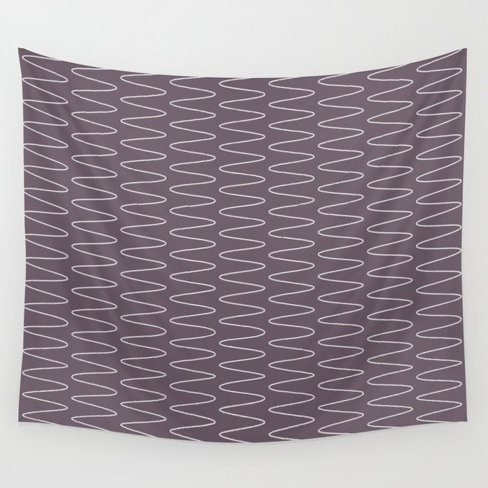 Curved Line Art in Dark Plum Wall Tapestry Gallery Image 4