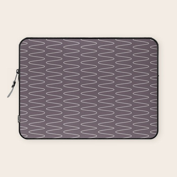 Curved Line Art in Dark Plum Laptop Sleeve Gallery Image 1