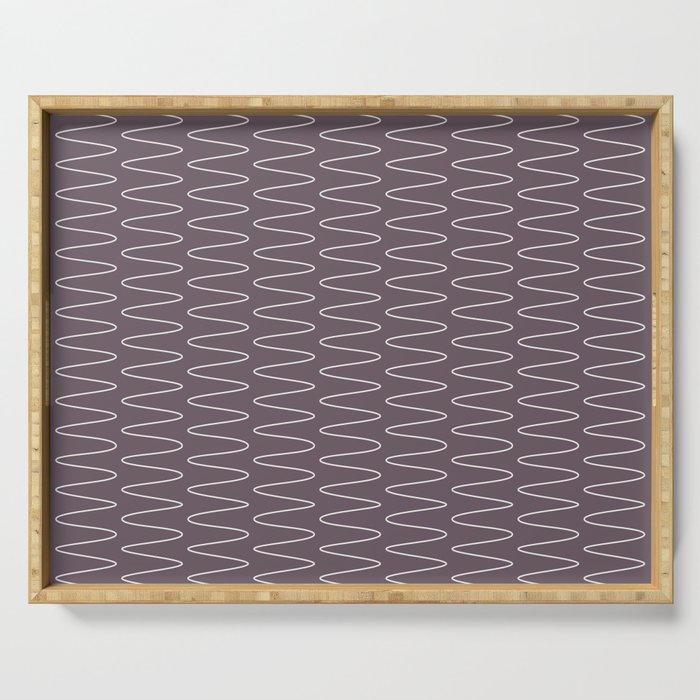 Curved Line Art in Dark Plum Serving Tray Gallery Image 1