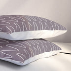 Curved Line Art in Dark Plum Pillow Sham Gallery Image 3