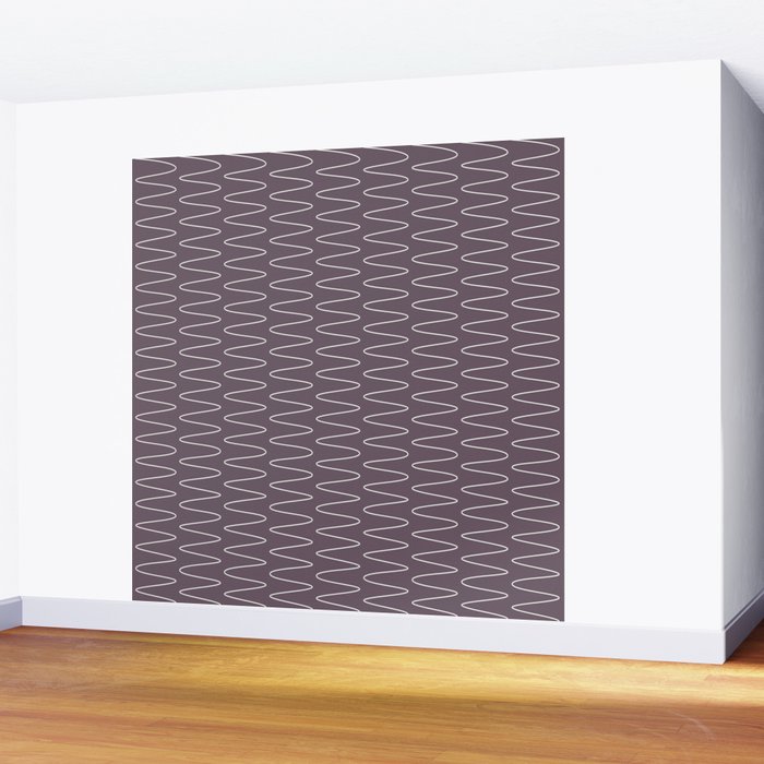 Curved Line Art in Dark Plum Wall Mural Gallery Image 2
