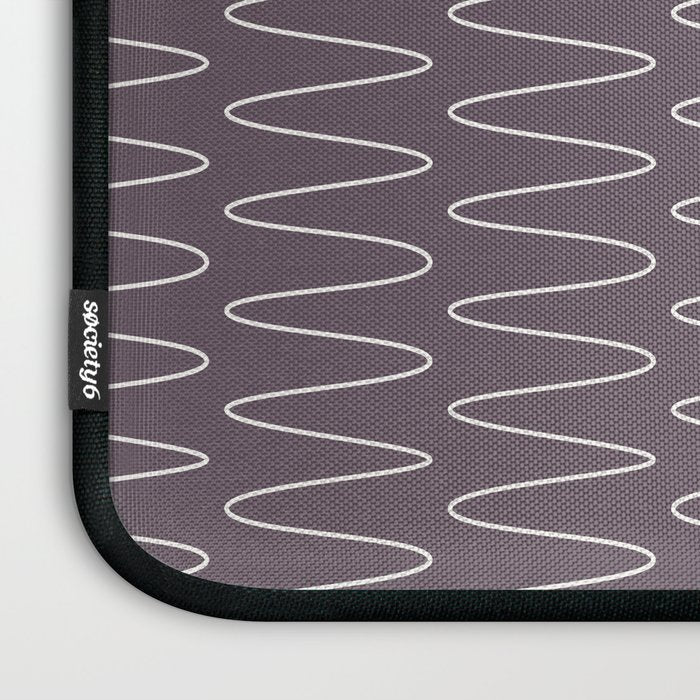 Curved Line Art in Dark Plum Laptop Sleeve Gallery Image 3