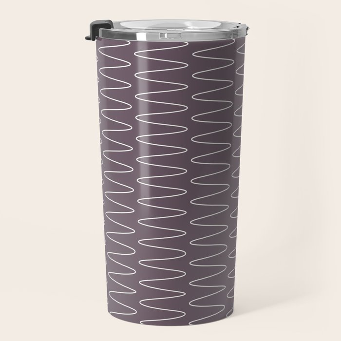 Curved Line Art in Dark Plum Travel Mug Gallery Image 3