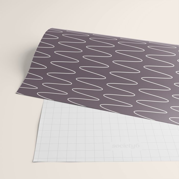 Curved Line Art in Dark Plum Wrapping Paper Gallery Image 2