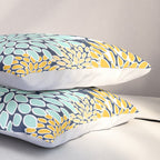 Floral Prints and Leaves, Navy Blue, Yellow, Aqua Pillow Sham Gallery Image 3