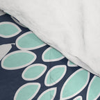 Floral Prints and Leaves, Navy Blue, Yellow, Aqua Comforter Gallery Image 4