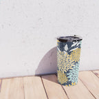 Floral Prints and Leaves, Navy Blue, Yellow, Aqua Travel Mug Gallery Image 4