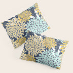 Floral Prints and Leaves, Navy Blue, Yellow, Aqua Pillow Sham Gallery Image 3