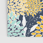 Floral Prints and Leaves, Navy Blue, Yellow, Aqua Poster Gallery Image 3