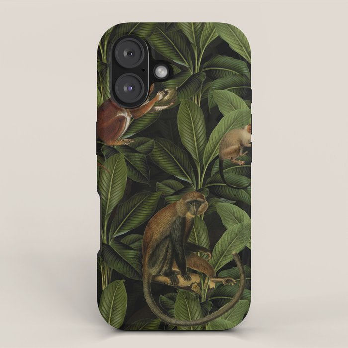 Monkey Vintage Botanical Night Jungle Garden iPhone Case Gallery Image 1