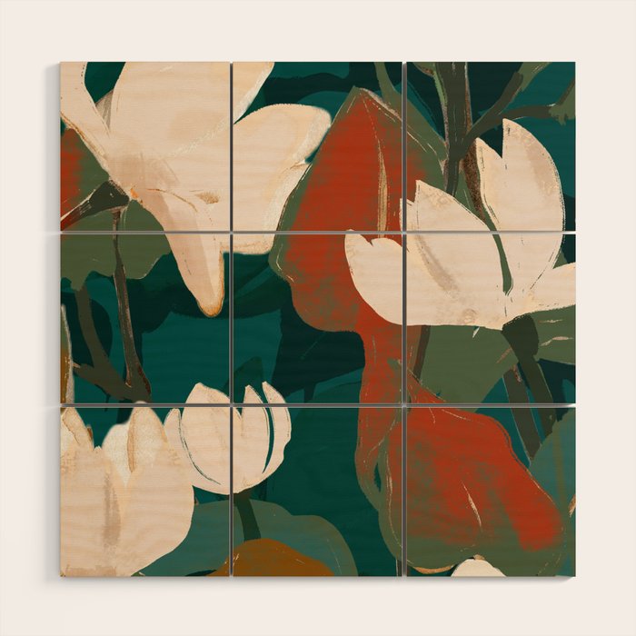 Abstract Art Garden Flowers Wood Wall Art Gallery Image 1