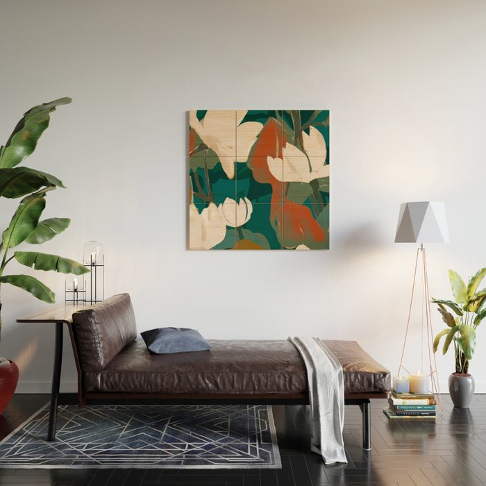 Abstract Art Garden Flowers Wood Wall Art Gallery Image 2