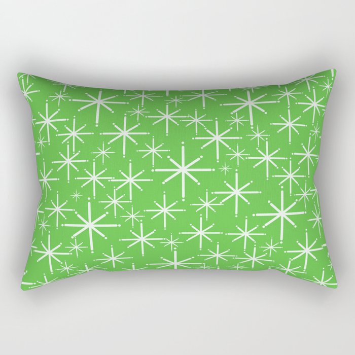 Lime Green Mid Century Modern Twinkling Stars Retro Atomic Pattern Rectangular Pillow Gallery Image 1