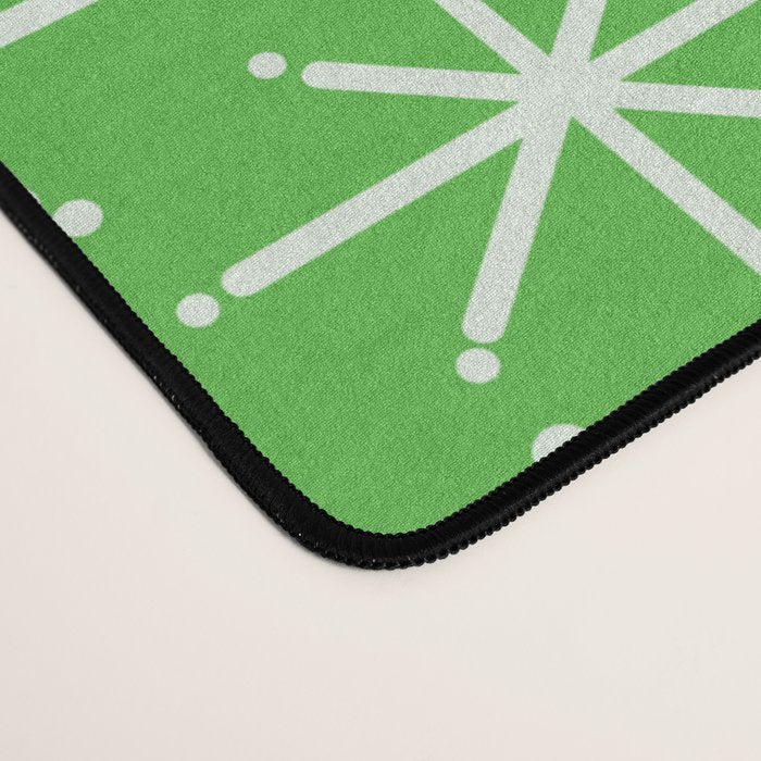 Lime Green Mid Century Modern Twinkling Stars Retro Atomic Pattern Desk Mat Gallery Image 4