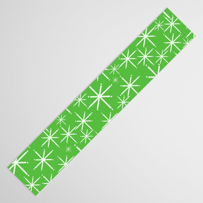 Lime Green Mid Century Modern Twinkling Stars Retro Atomic Pattern Table Runner Gallery Image 3
