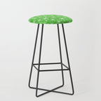 Lime Green Mid Century Modern Twinkling Stars Retro Atomic Pattern Stool Gallery Image 1