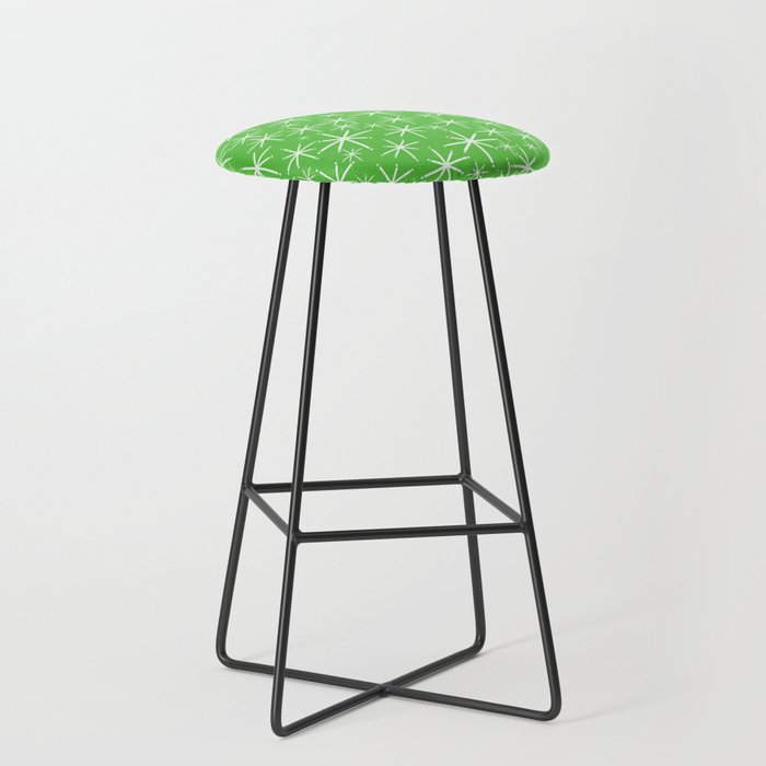 Lime Green Mid Century Modern Twinkling Stars Retro Atomic Pattern Stool Gallery Image 1