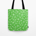 Lime Green Mid Century Modern Twinkling Stars Retro Atomic Pattern Tote Bag Gallery Image 1