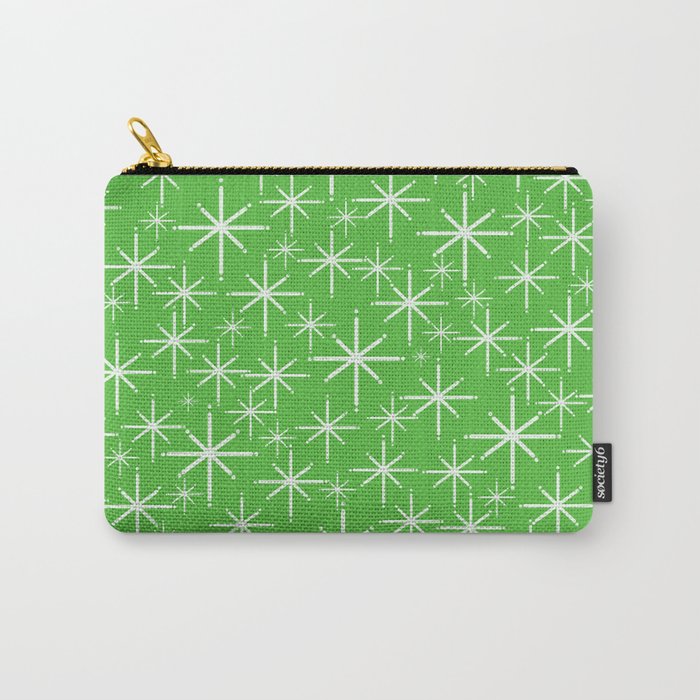 Lime Green Mid Century Modern Twinkling Stars Retro Atomic Pattern Carry All Pouch Gallery Image 1