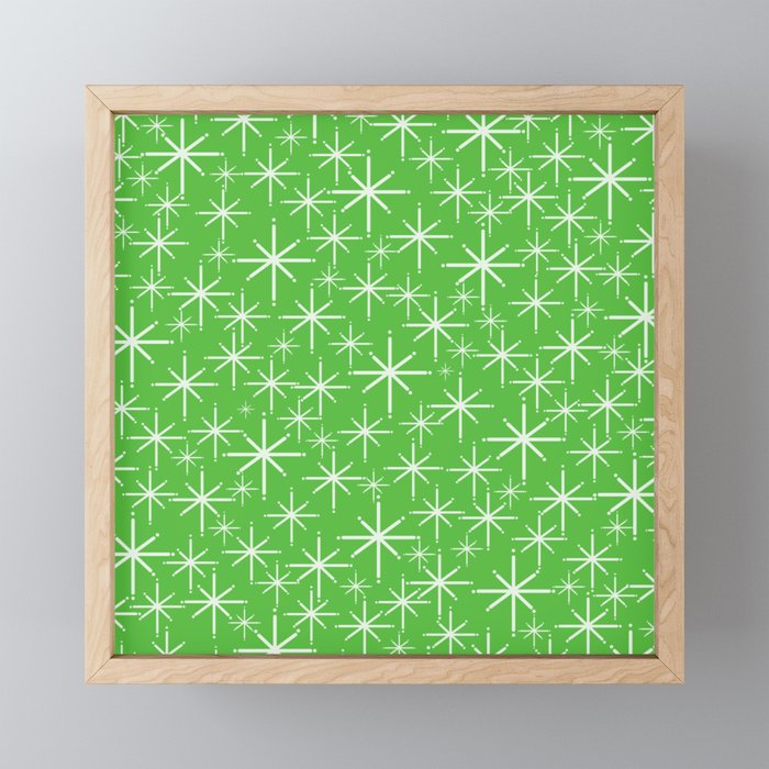Lime Green Mid Century Modern Twinkling Stars Retro Atomic Pattern Mini Art Print Gallery Image 1