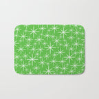 Lime Green Mid Century Modern Twinkling Stars Retro Atomic Pattern Bath Mat Gallery Image 1