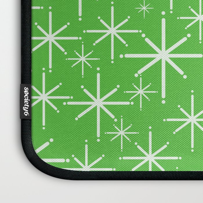 Lime Green Mid Century Modern Twinkling Stars Retro Atomic Pattern Laptop Sleeve Gallery Image 3