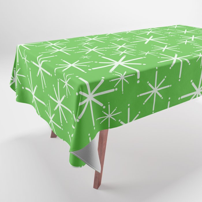 Lime Green Mid Century Modern Twinkling Stars Retro Atomic Pattern Tablecloth Gallery Image 1