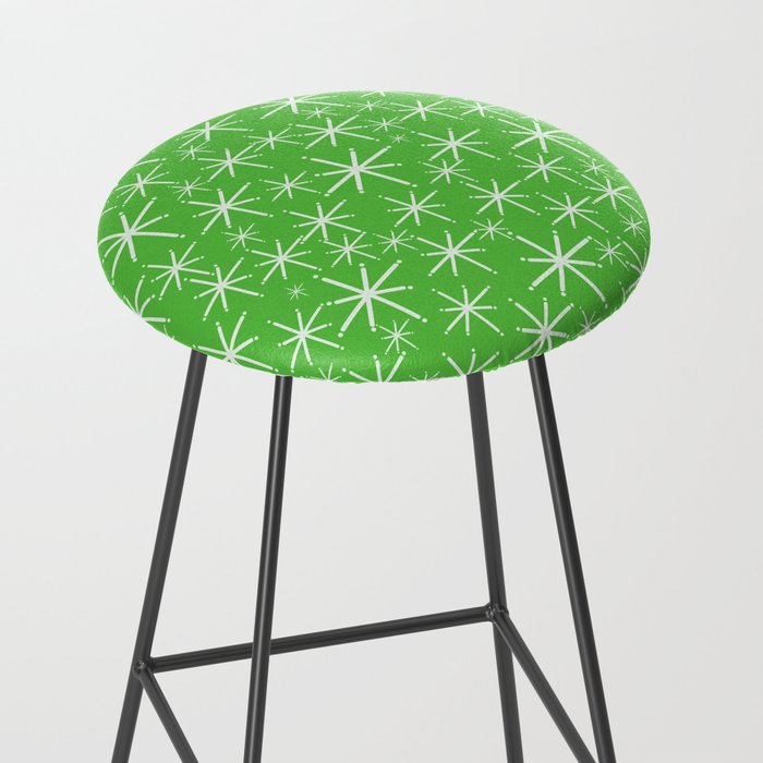 Lime Green Mid Century Modern Twinkling Stars Retro Atomic Pattern Stool Gallery Image 2