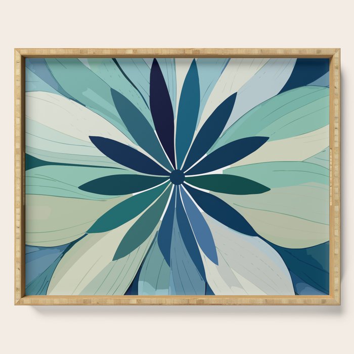 Blooming in Floral Blue and Green Serving Tray Gallery Image 1
