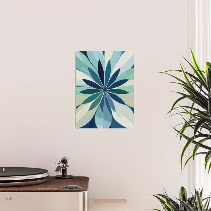 Blooming in Floral Blue and Green Poster Gallery Image 2