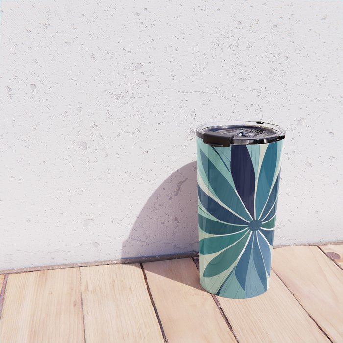 Blooming in Floral Blue and Green Travel Mug Gallery Image 4