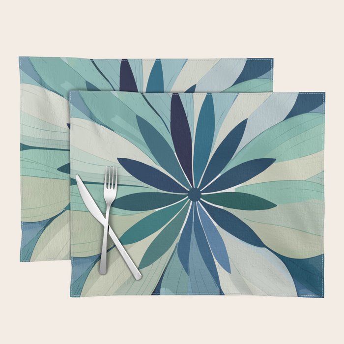 Blooming in Floral Blue and Green Placemat Gallery Image 1