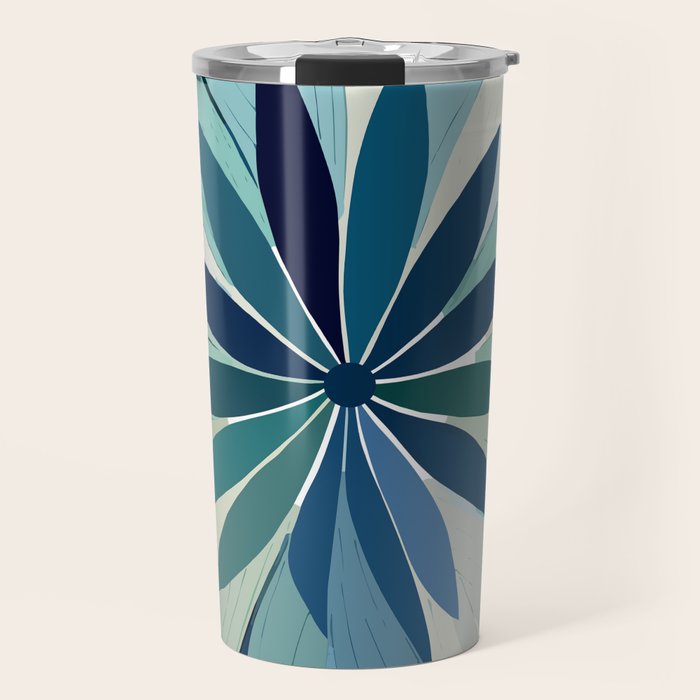 Blooming in Floral Blue and Green Travel Mug Gallery Image 1
