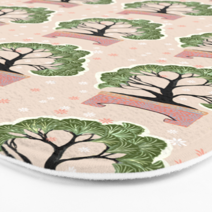 Bonsai in Pink and Green Bath Mat Gallery Image 3