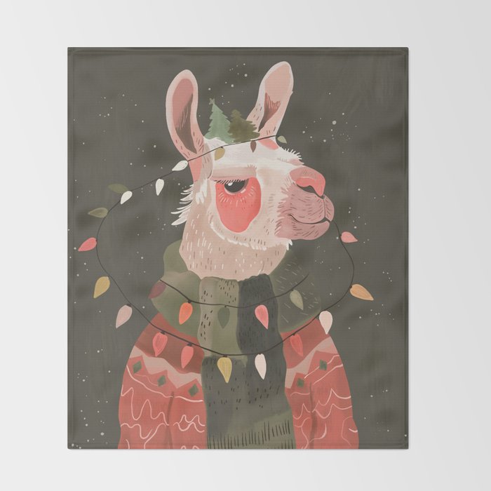 Festive Glow Llama Throw Blanket Gallery Image 2