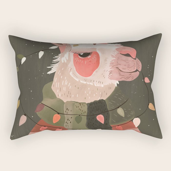 Festive Glow Llama Rectangular Pillow Gallery Image 2