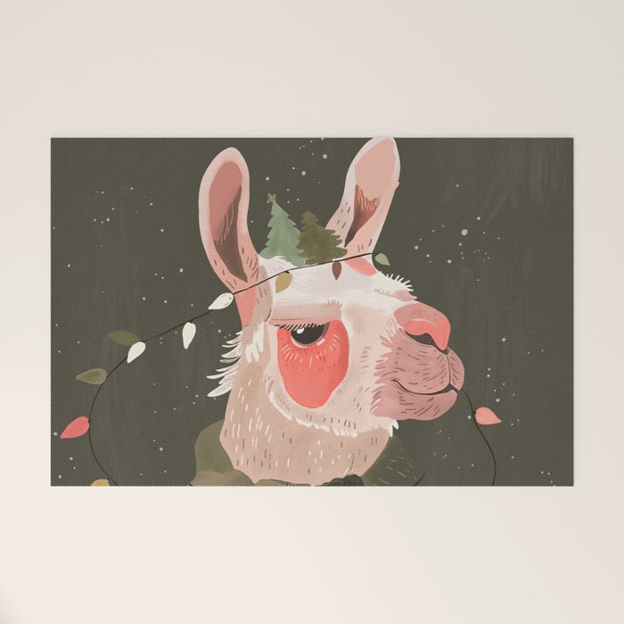 Festive Glow Llama Welcome Mat Gallery Image 1