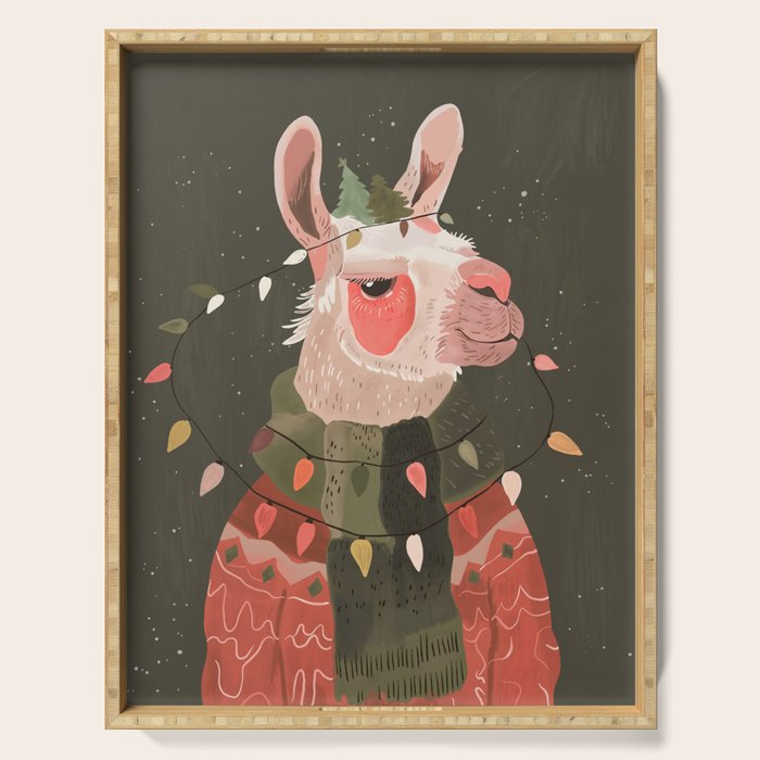 Festive Glow Llama Serving Tray Gallery Image 1