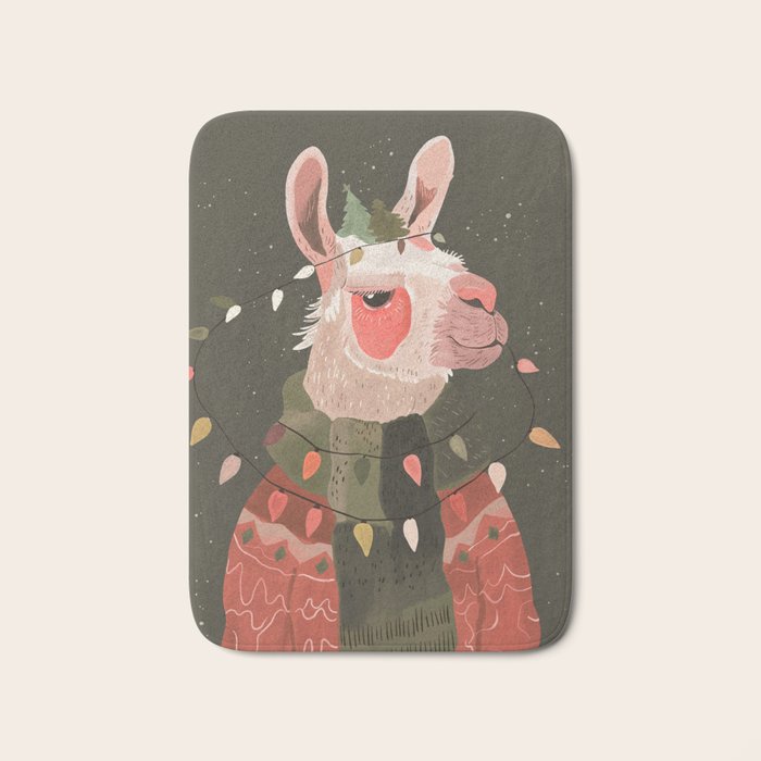 Festive Glow Llama Bath Mat Gallery Image 1