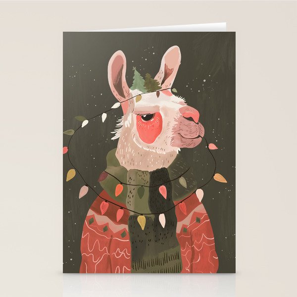 Festive Glow Llama Stationery Card Gallery Image 2