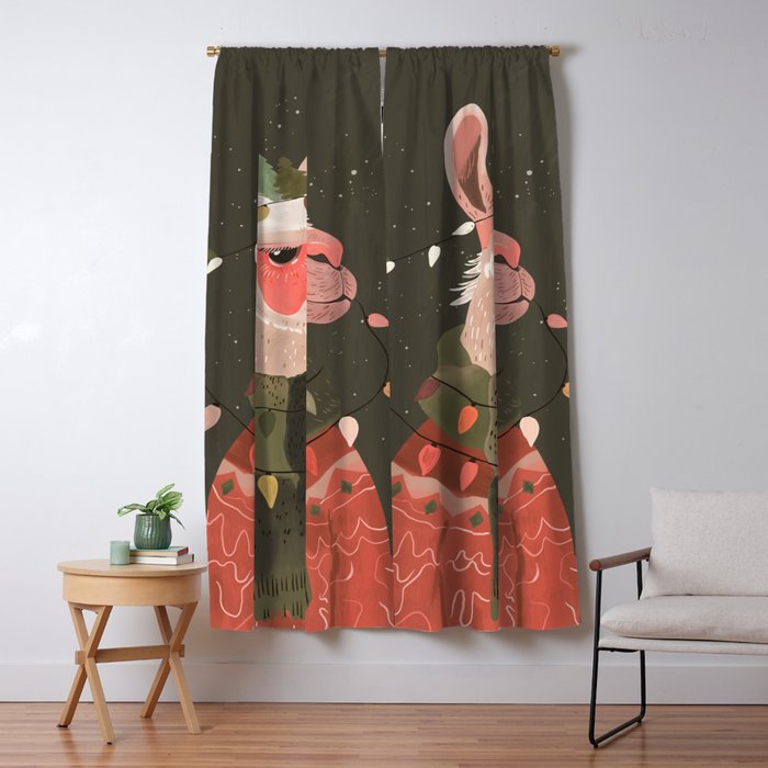 Festive Glow Llama Window Curtain Gallery Image 1