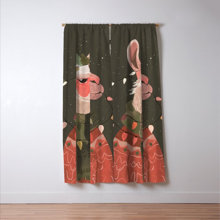 Festive Glow Llama Window Curtain Gallery Image 3